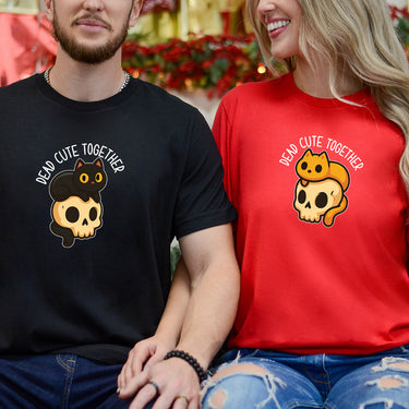 Skull & Cat Matching T-Shirts For Couples